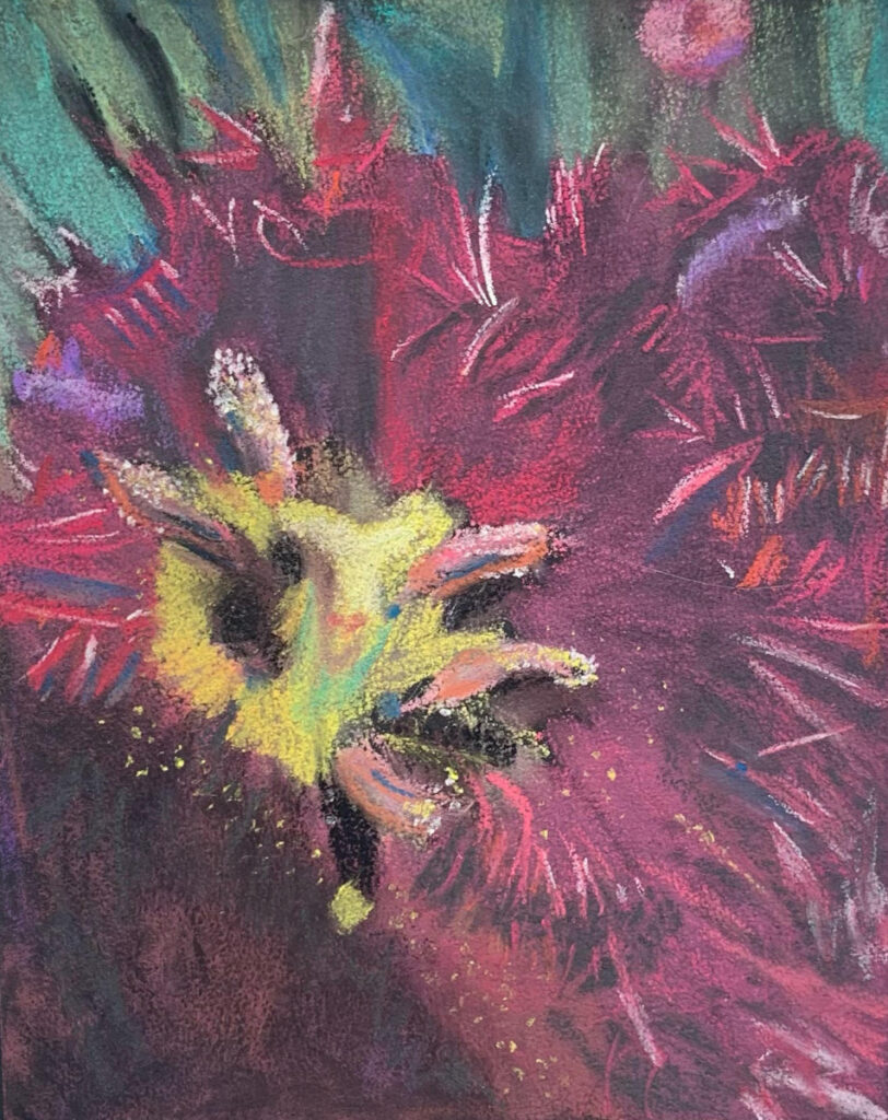 Burgundy tulip painted in soft pastel